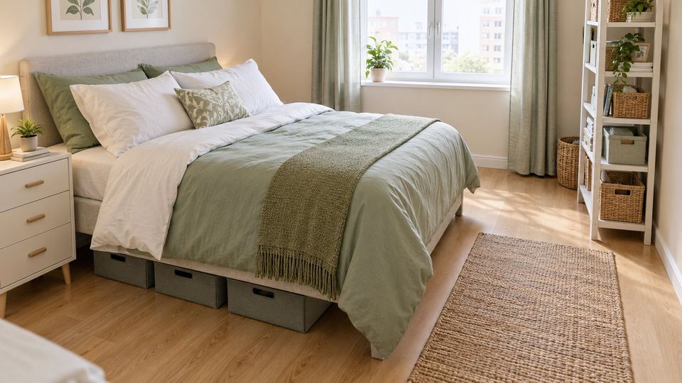 Small Bedroom Storage That Keeps a Clear 30-by-48-Inch Space Beside the Bed