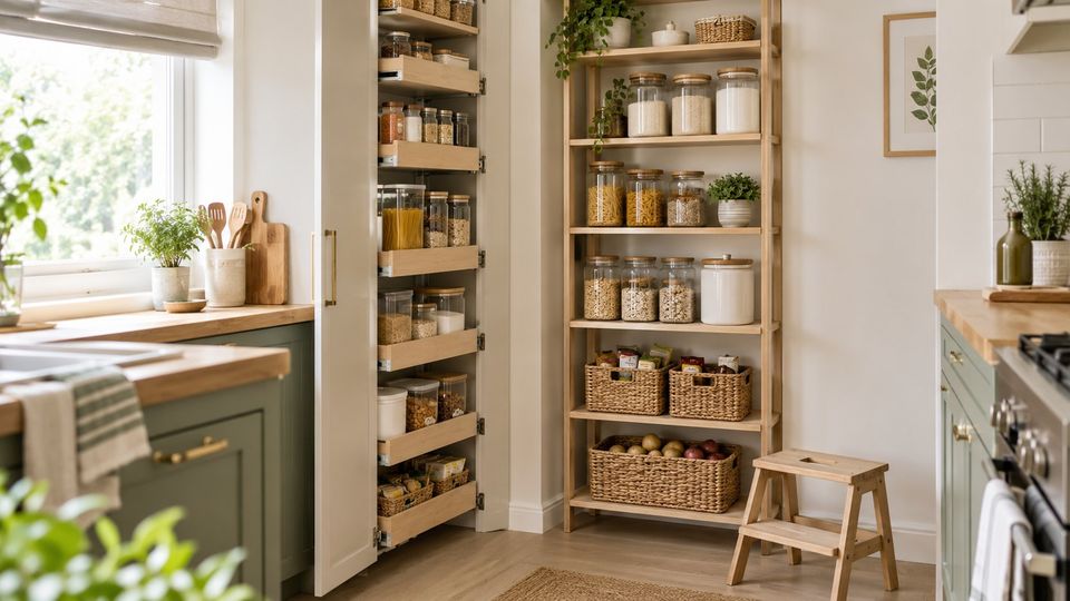 Kitchen Storage Without a Pantry: Pull-Out Cabinet or Slim Shelves for Dry Goods