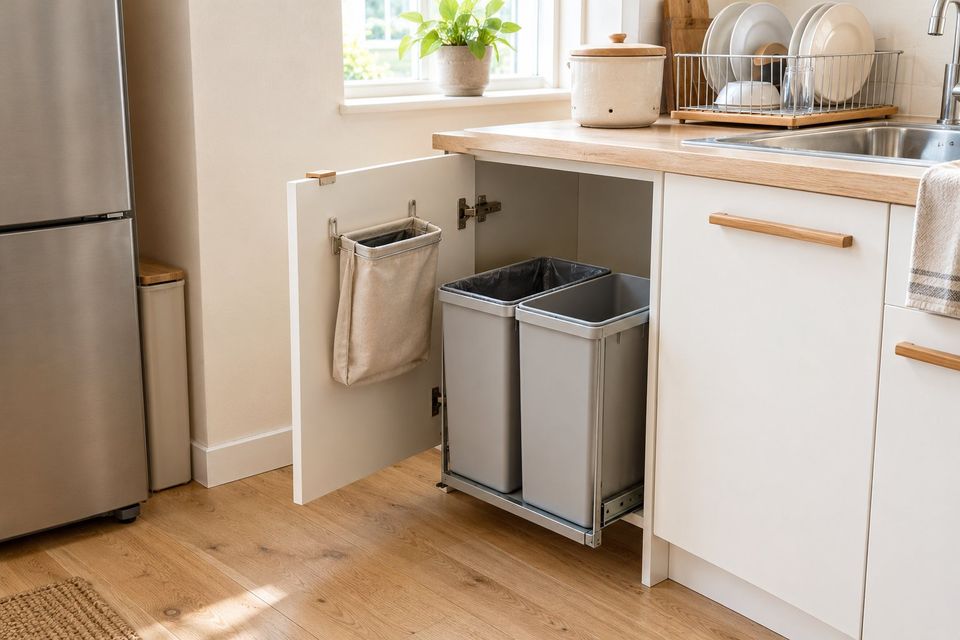 Trash and Recycling in a Small Apartment With No Floor Space: A Cabinet-First Setup